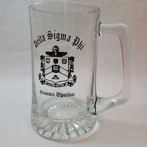 Delta Sigma Phi Beer Mug Gamma Upsilon Fraternity Crest Glass Stein